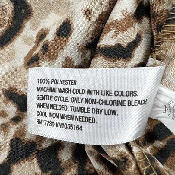 2x Merona Leopard Print Blouse Long Sleeve Button Down Front Plus - Picture 8 of 9